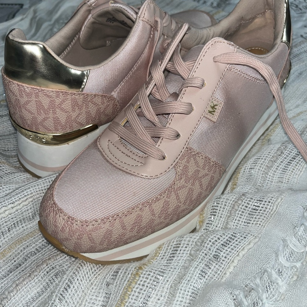 Michael Kors Blush and Metallic Gold Sneakers
